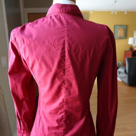 Hugo Boss button front long sleeve red blouse size 34 cotton blend womens - Picture 3 of 14